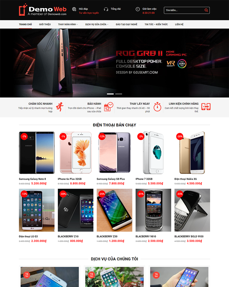 MẪU WEB SỬA CHỮA ĐIỆN THOẠI