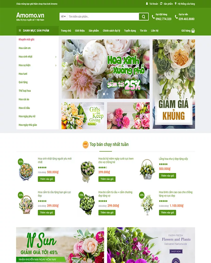 MẪU WEBSITE BÁN HOA TƯƠI